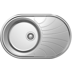 NCE 770MM ONE PIECE ROUND SINK WITH OFF-CENTRE DRAIN