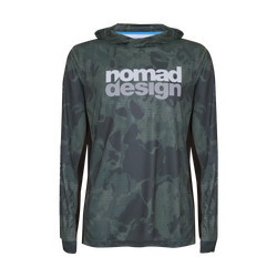 Nomad Design Hooded Tech Fishing Shirt Forest Camo - Khaki Camo