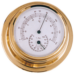 Anvi Thermometer & Hyrometer Combo - Polished Brass -70mm Dia Face