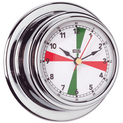 Anvi Radio Room Clock With Red & Green Radio Silence Zones - Chrome Plated 70mm Dia Face