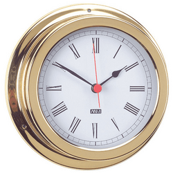 Anvi Polished Brass Clock With Roman Numerals -120mm Dia Face