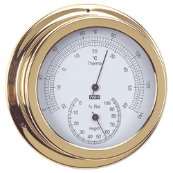 Anvi Polished Brass Thermometer & Hygrometer Combo -120mm Dia Face