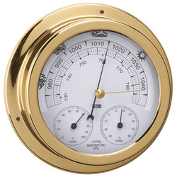 Anvi Polished Brass Barometer, Thermometer & Hygrometer Tripple Combo -120mm Dia Face