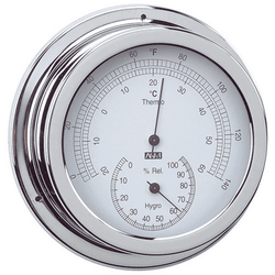 Anvi Chrome Plated Brass Thermometer & Hygrometer Combo - 120mm Dia Face