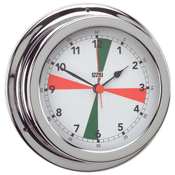 Anvi Polished Brass Radio Room Clock With Red & Green Radio Silence Zones - 120mm Dia Face