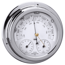 Anvi Chrome Plated Brass Barometer, Thermomter & Hygrometer Combo - 120mm Dia Face