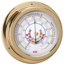 Anvi Polished Brass Barometer With Code Flags - 120mm Dia Face
