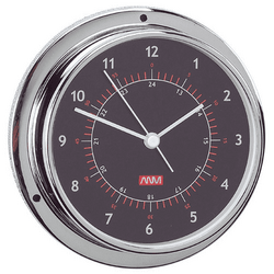 Anvi Chrome Plated Brass Clock With Black Face - 95mm Dia Face