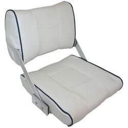 Deluxe Flip - Back Seat - Ivory White/Dark Blue Piping