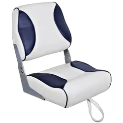 Bluewater Deluxe High Back Folding Seat - Dark Blue / Ivory White/Dark Blue