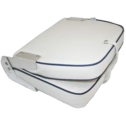 Ensign Folding Upholstered Seat - Ivory White With Dark Blue Trim