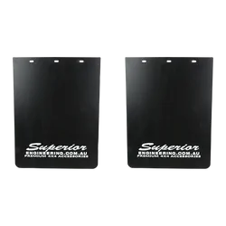 Superior Premium Mudflaps Extra Extra Extra Large 650mm x 350mm - White Logo (Pair) - PF2614BS1
