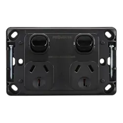 Projecta 10A Double Gpo Power Point - Black Without Fascia