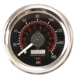 Viair Dual needle gauge, 2", 160psi, black face, illuminated