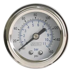 Viair Single needle gauge, 2", 160psi, white face, illuminated