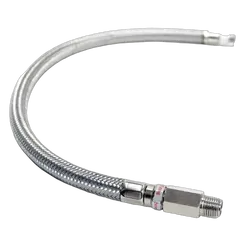 Viair Stainless steel braided leader hose, 24", 3/8"-3/8" check valve