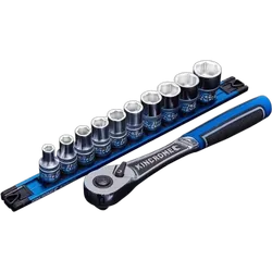 Kincrome Lok-On Socket Set Twist-Lock Rail 11 Piece 1/2 Drive - Metric
