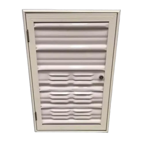 Camec Gas Door For Galvanised Box White Frame Left Hand Hinge Smooth White Infil