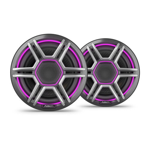 Fusion Apollo Speakers, 6.5" LED Marine Speakers with Sports Grey Grilles