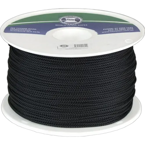 SupaRope 8 PlaIt Polyester 6mm x 250m Black made in Australian