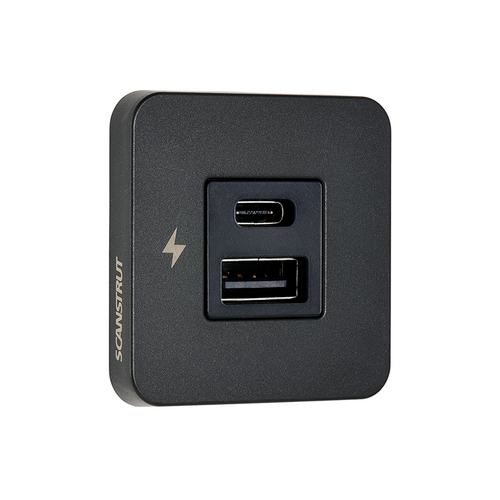 Scanstrut Charge Socket Tile Interior Usb A Usb C 12/24V Blk
