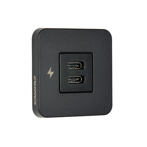 Scanstrut Charge Socket Tile Interior Dual Usb C 12/24V Blk