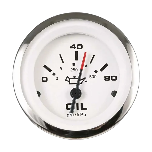 Veethree Instruments - Lido Pro Domed Oil Pressure Gauge 0-80Psi White