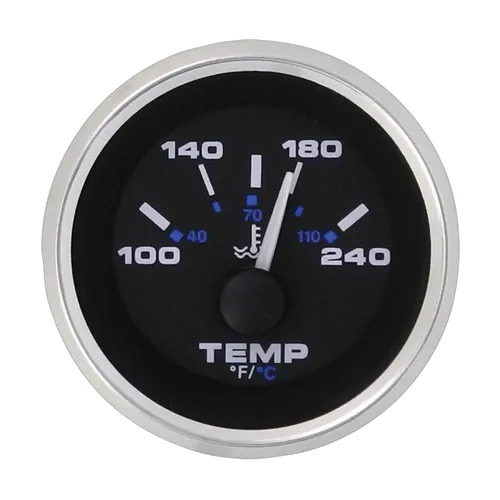 Veethree Instruments - Premier Pro Domed Water Temp Gauge 120-240F Stainless Steel Trim
