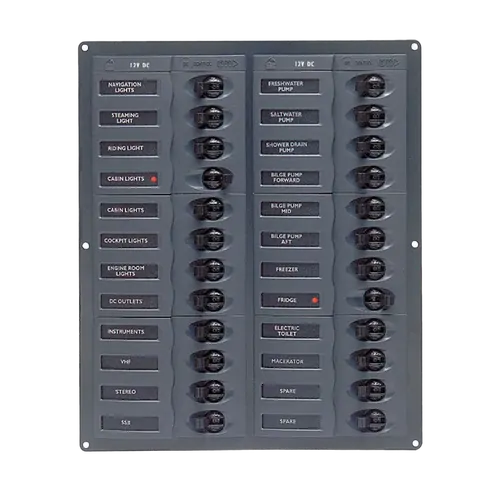 BEP DC Circuit Breaker Switch Panel 24CB Vertical 12-24V No Meter