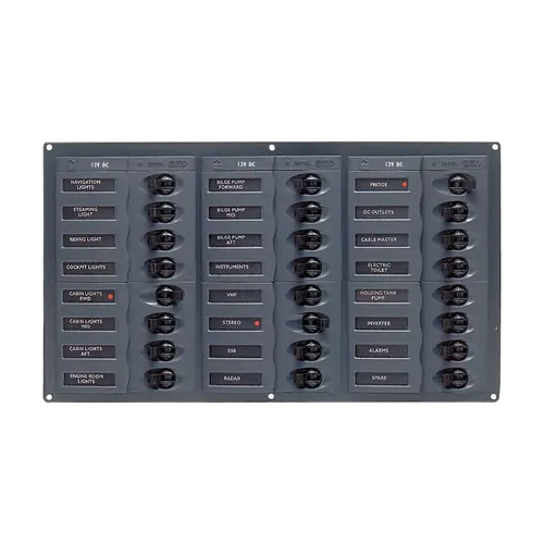 BEP DC Circuit Breaker Switch Panel 24CB Horizontal 12-24V No Meter