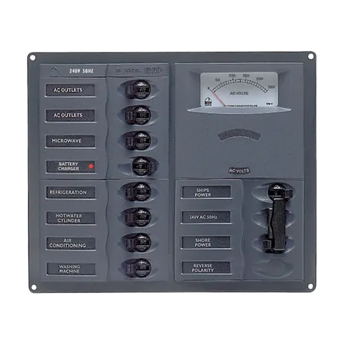 BEP AC Circuit Breaker Switch Panel 8CB AC Horizontal Analog