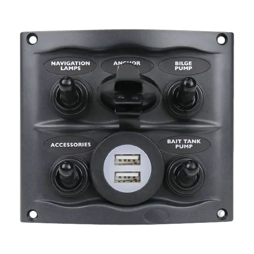 BEP Waterproof Switch Panel 5 Way USB Grey
