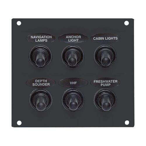 BEP Waterproof Switch Panel 6 Way Fused 12-24V Grey