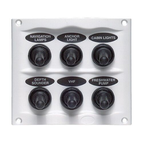 BEP Waterproof Switch Panel 6 Way Fused 12-24V White