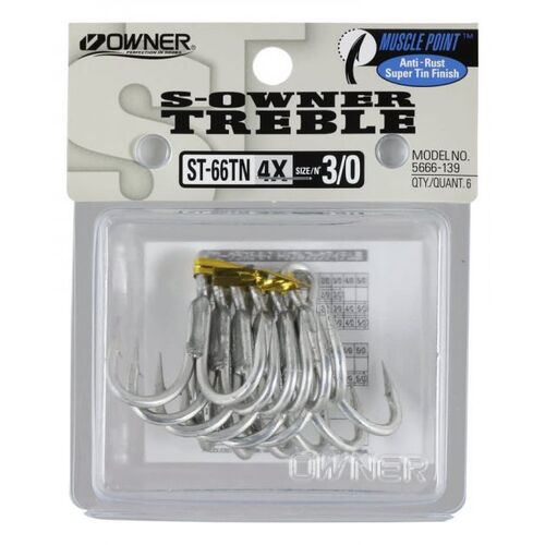 Owner ST-66TN Treble Hooks (5666-119 ST66TN) Size-1/0