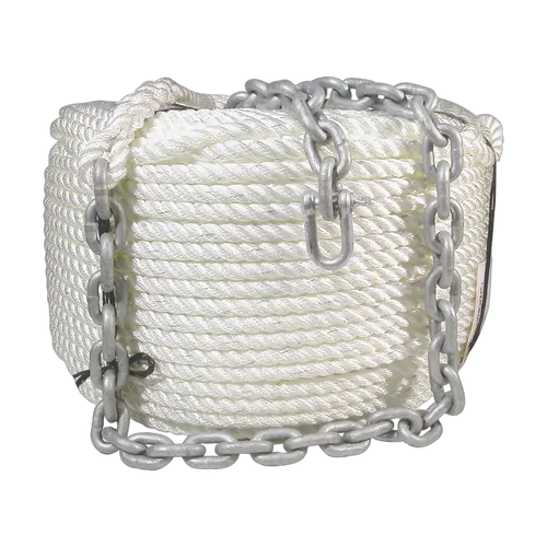 Nylon Anchor Rope & Galvanised Chain (Rope 50m x 12mm) - (Chain 10m x 6mm)