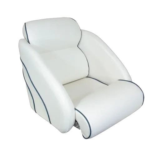 Pilot Seat White Vinyl With Navy Trim