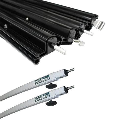 Aussie Traveller Anti-Flap Kit Short Black & 2X Aussie Traveller Curved Roof Rafter CRR-2 White