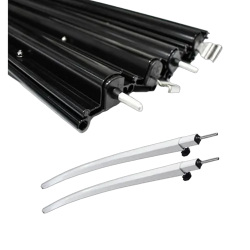 Aussie Traveller Anti-Flap Kit Short Black & 2X Outback Explorer Curved Rafter Curvature: 55mm