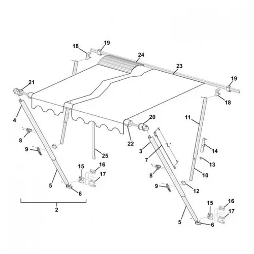 Carefree Awning Main Inner Arm Universal & Poptop White - R00412-301-55
