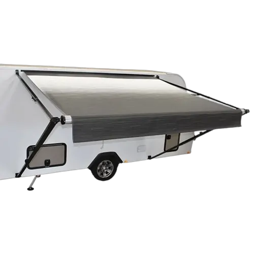 Carefree Fiesta Led Triple Black Shale Fade Roll Out Awning w/ Black Spring 11'