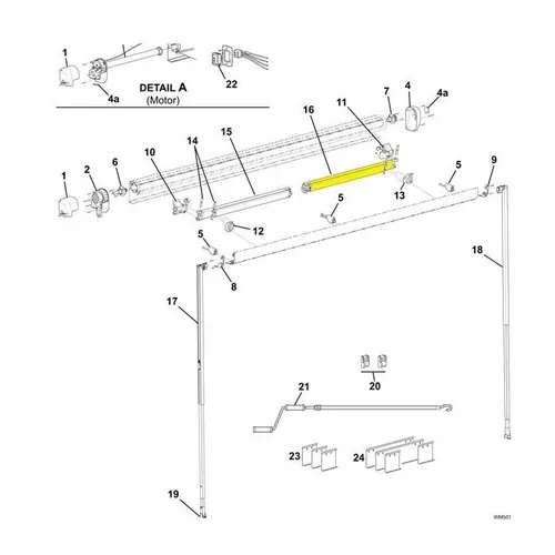 Carefree Freedom Awning R/H Spring Arm Assembly (Used w/ 3.0m & Up) - R012530-Tb94R