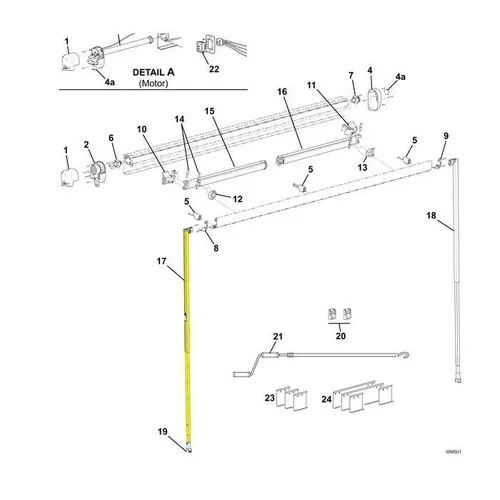 Carefree Freedom Awning L/H Vertical Support Leg (Used w/ 3.0m & Up) - R001654-002