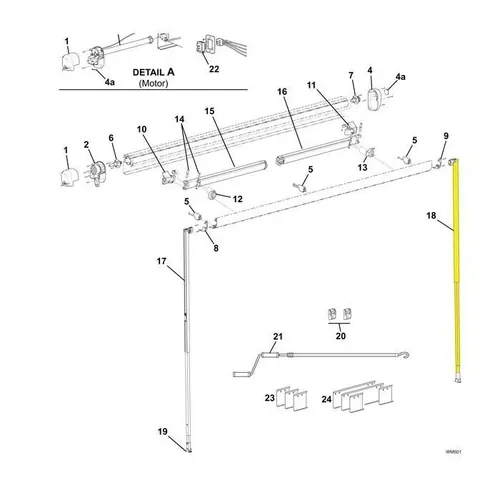 Carefree Freedom Awning R/H Vertical Support Leg (Used w/ 3.0m & Up) - R001654-102