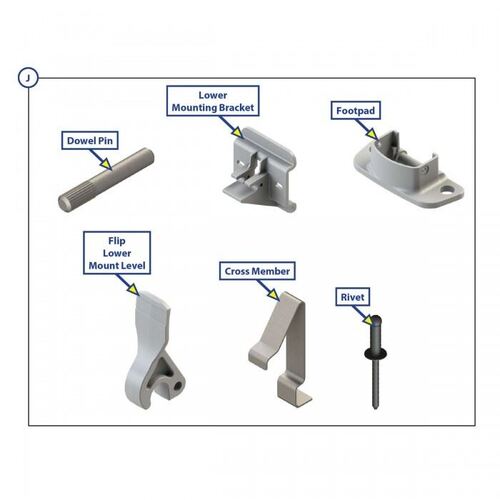 Lippert SOLERA Awning Parts - Bottom Bracket + Foot Kit (J) - PC White. 798878