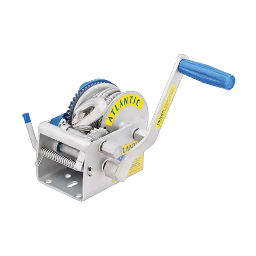 Atlantic Trailer Winch - Three Speed 10/5/1:1 Gear Ratio - 7.5m x 6mm Low Stretch Rope & Snap Hook