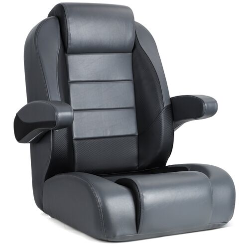 Kaiser High Back Recliner Captains Seat With Flip Up Armrests- Charcoal/Black