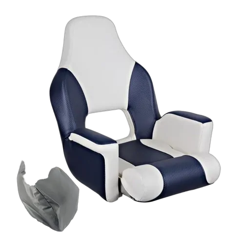 Deluxe Flip-Up Helmsman Seat Blue /Light Grey & Grey Seat Cover Bundle