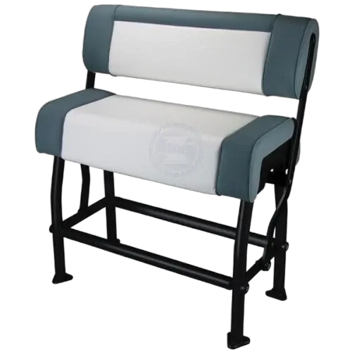 Relaxn Flipback Centre Console Black Alloy Frame White/Grey Cushion Set