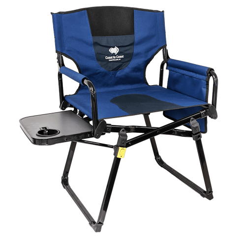 Coast Blue Camp Chair With Side Bag & Table - 120KG Rated